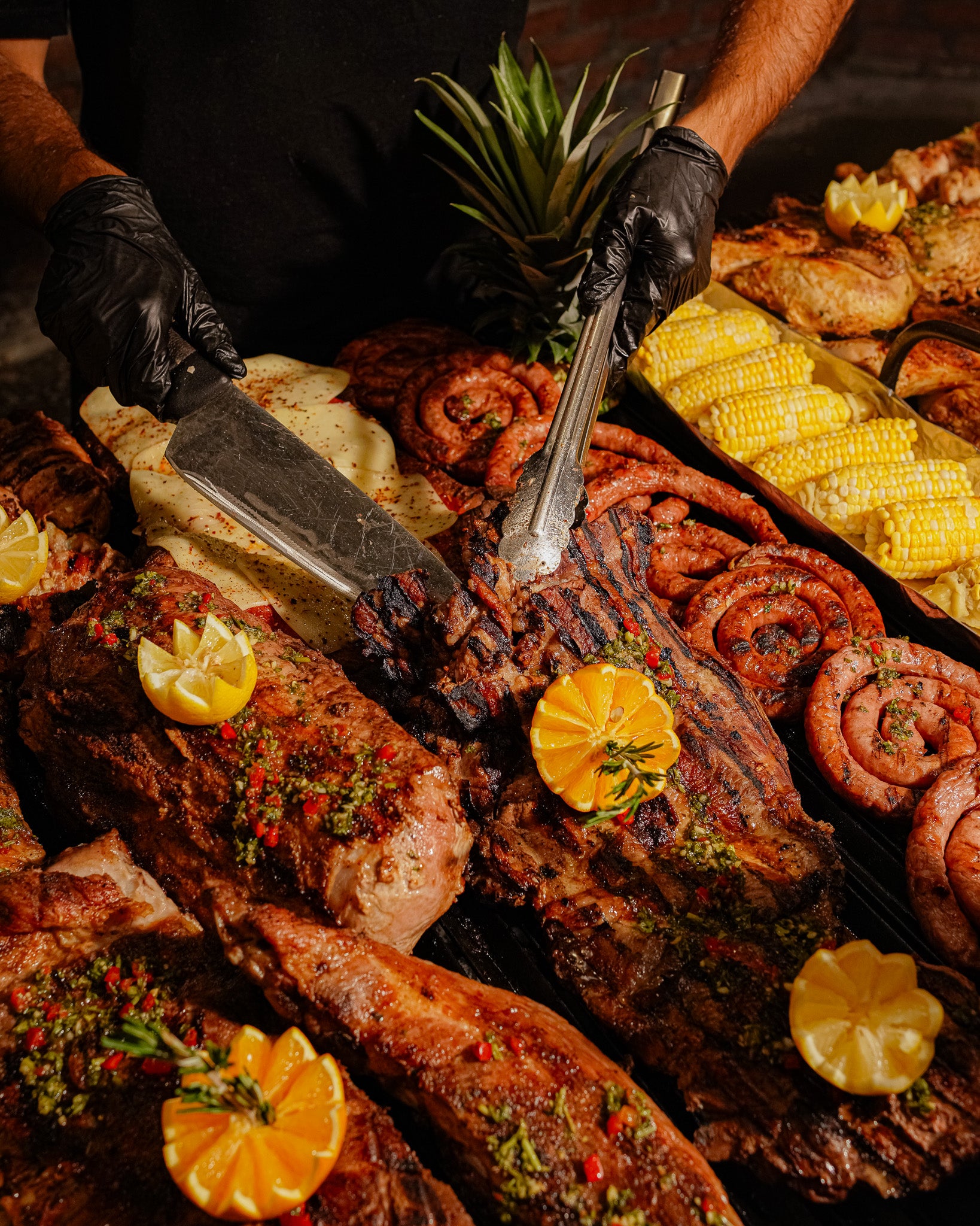 Juicy picanha cut sizzling on the open grill