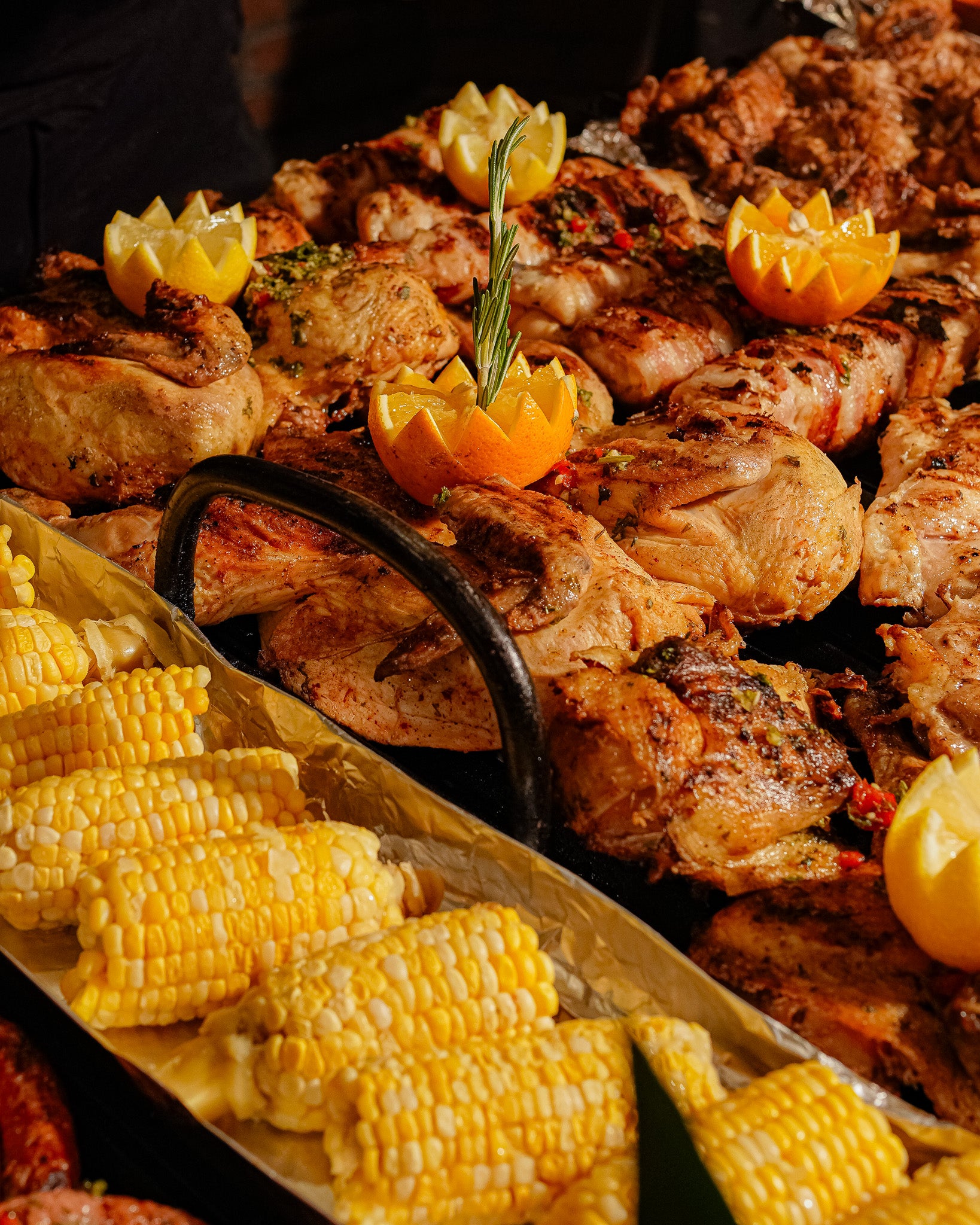 Grilled chicken marinated Argentine style on the parrilla